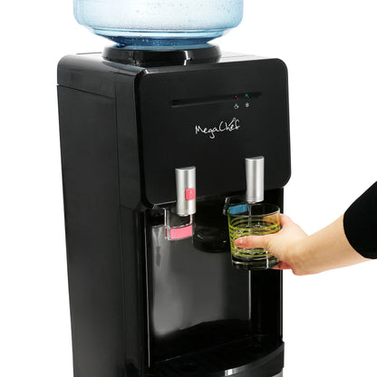 MegaChef Stainless Steel Bottom Load Hot and Cold Water Dispenser 5 Gallon Water Cooler
