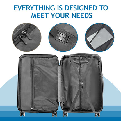 Zimtown 3 Piece Nested Spinner Suitcase Luggage Set With TSA Lock Royal Blue