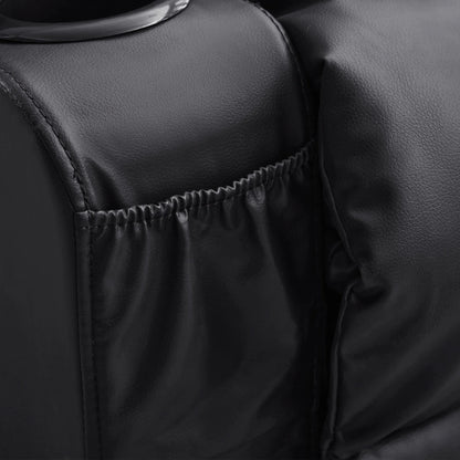 JONPONY Manual Recliner Chair with Heat Therapy and Massage Function, Heavy Duty Reclining Mechanism Massage Chair, Elderly Single Rocker Sofa with Cup Holders for Bedroom Home Theater,Black