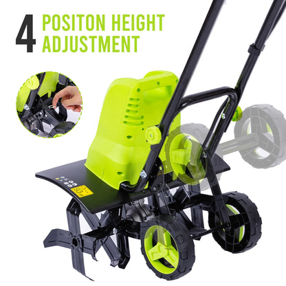 Steelite 14-Inch Corded Electric Tiller,10-Amp Electric Tiller and Cultivator for Gardening, Lightweight Rototiller