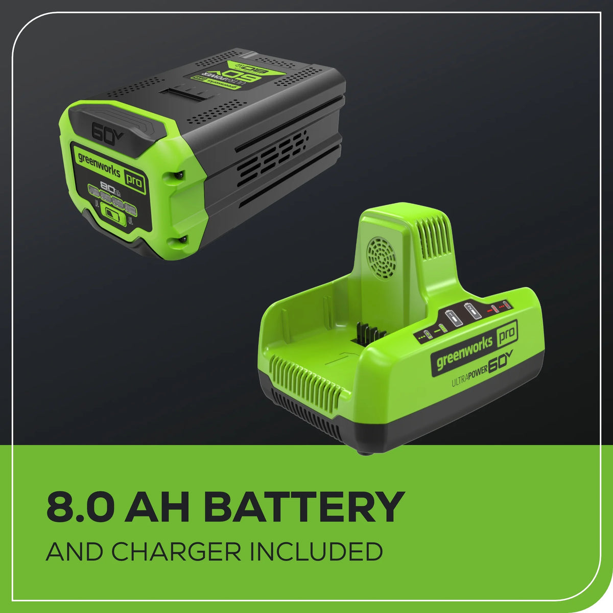 Greenworks 60V 22" Cordless Brushless Wheeled String Trimmer with 8.0Ah Battery and Charger