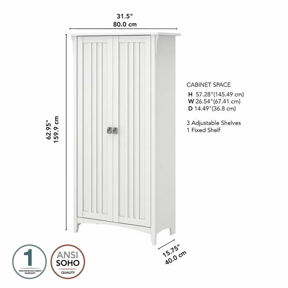 Bowery Hill Farmhouse Engineered Wood Tall Storage Cabinet with Doors in Black