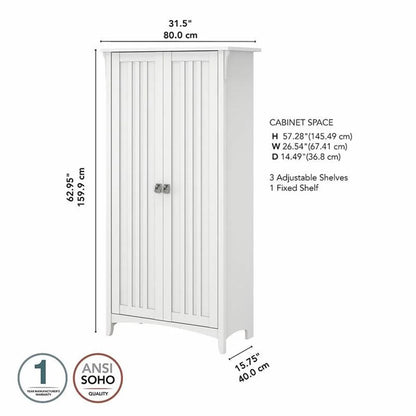 Bowery Hill Farmhouse Engineered Wood Tall Storage Cabinet with Doors in Black