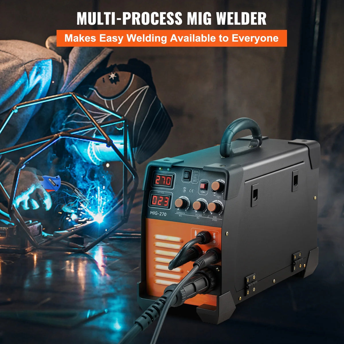 KFFKFF MIG Welder, Tri-functional Welding Equipment, 270 Amp MIG Lift TIG Arc Welding Mechanism 110V 220V TIG Welding Unit Lift ARC Welding Apparatus Digital Indicator