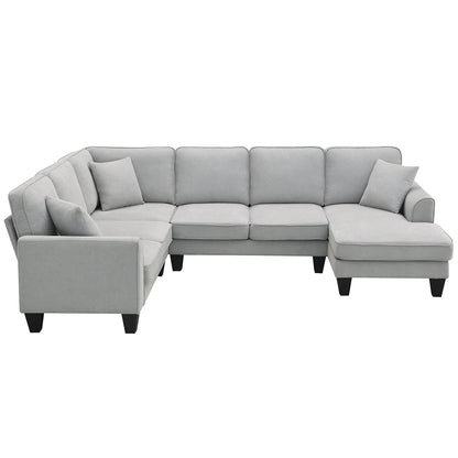 Harper & Bright Designs Modular Sectional Sofa with Ottoman Couch L Shape Corner Sofa Sets 7 Seats Fabric Couch for Living Room, Black, 112 * 87 inch