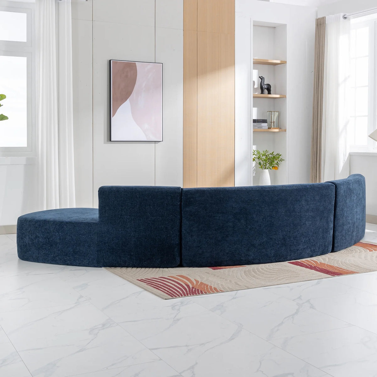 Harper & Bright Designs Modern Curved Floor Sofa Set, Modular Sectional Sponge Couch for Living Room, 2 PC Free Combination No Assembly Foam-Filled Sofa, Beige