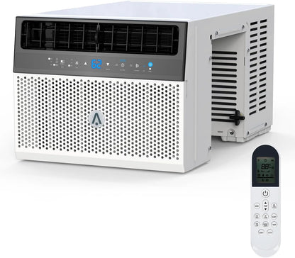 8,000 BTU Window Air Conditioner, Wi-Fi Enabled with Remote Control, Cools Up to 370 Sq. Ft., Washable Filter, Ultra-Quiet and Energy Efficient, Sleek White Design