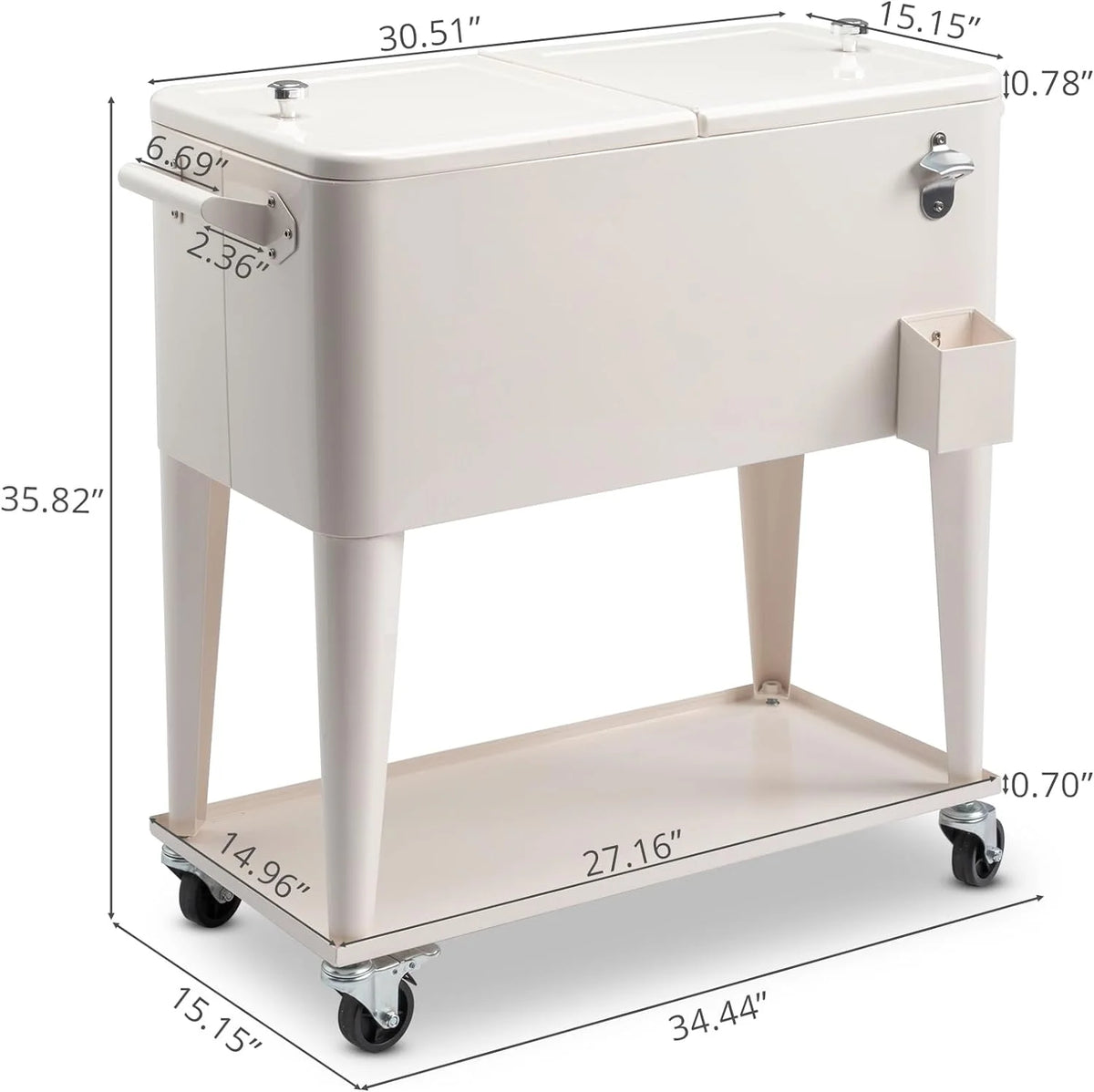 HEYWU 80 Quart Ice Chest Water Cooler with Bottle Opener, Milk White