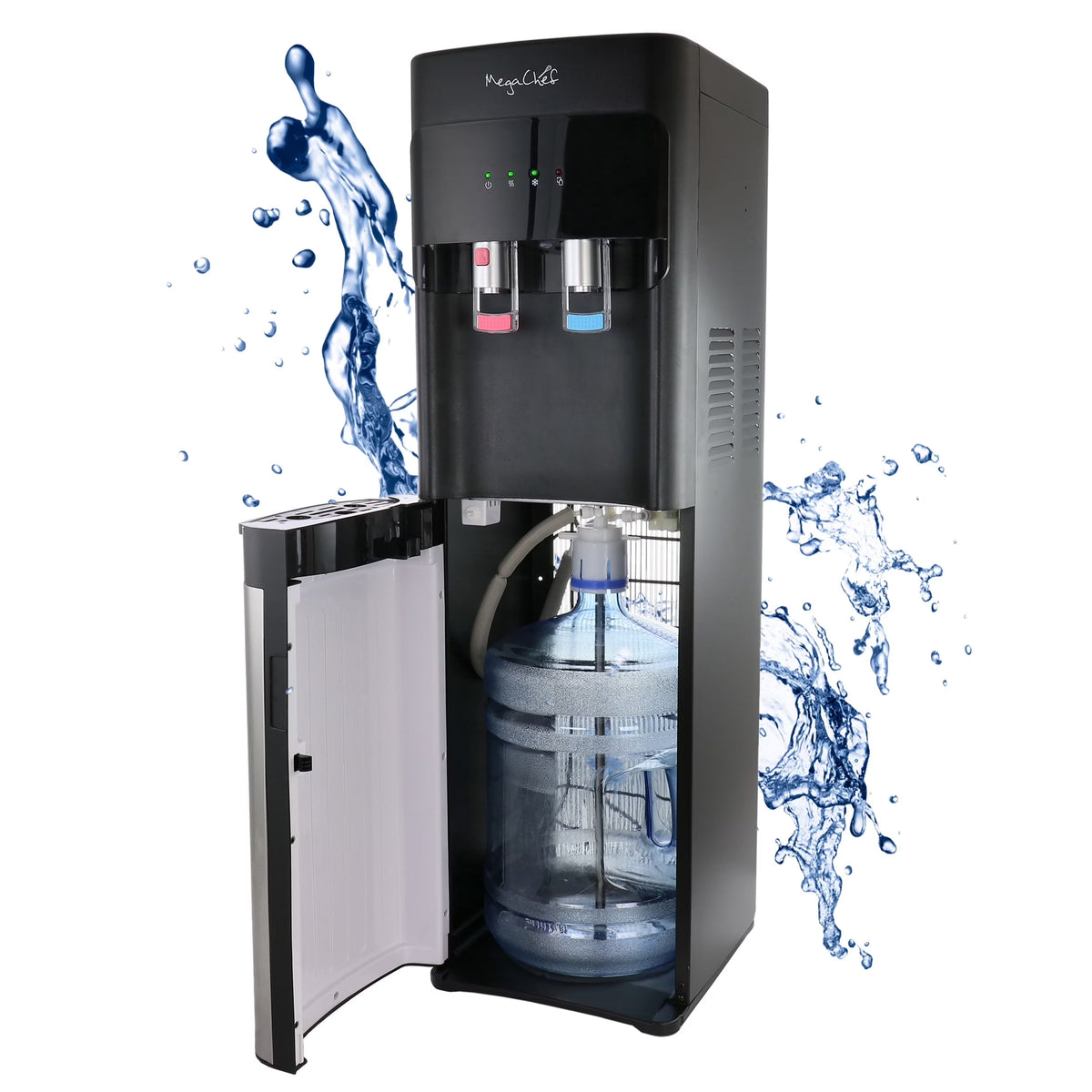 MegaChef Stainless Steel Bottom Load Hot and Cold Water Dispenser 5 Gallon Water Cooler