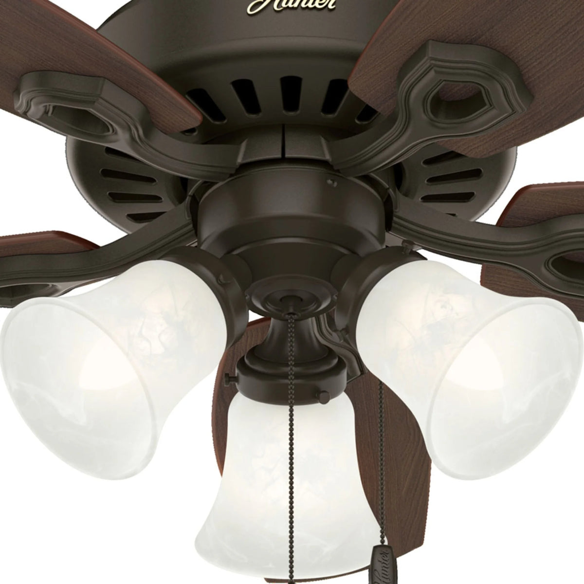 Hunter - Builder Indoor Ceiling Fan With Light, 42-inch, Snow White, Traditional-style, 3-speed WhisperWind Motor, 52105, for living rooms, bedrooms, home offices, kitchens