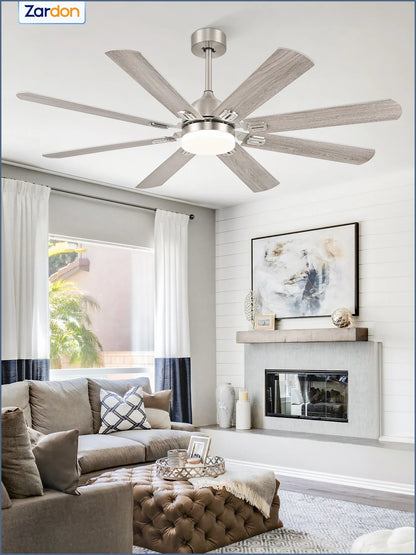 Zardon 62" Black Modern Ceiling Fan with Light and Remote Control, Reversible Quiet DC Motor, Bright LED Light, 6-Speed, Timer for Bedroom, Living Room