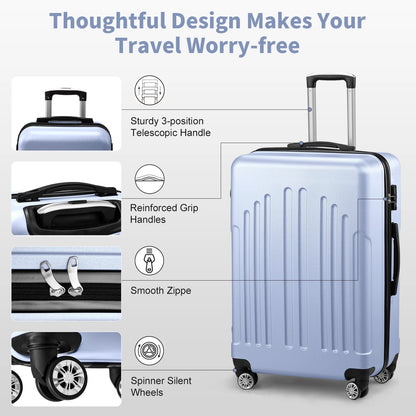 Zimtown 3 Piece Nested Spinner Suitcase Luggage Set With TSA Lock Royal Blue