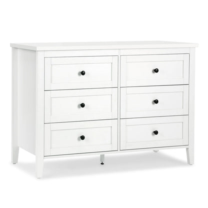 RichYa 6 Drawer Dresser for Bedroom,Chest of Drawers with Metal Knobs,Dresser for Closet,White