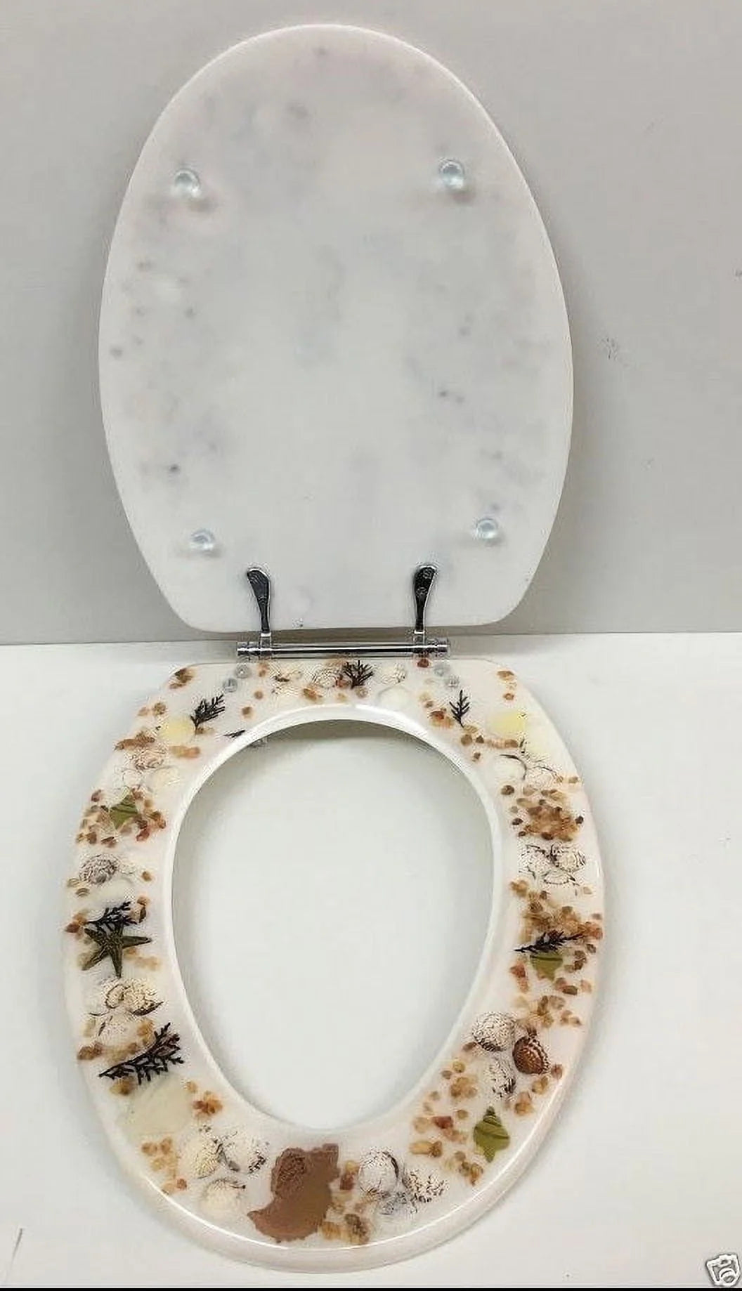 Daniel's Blue Elongated Chrome and Resin 14.25" x 17", Toilet Seat