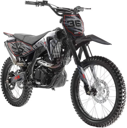 NEW Apollo AGB 36 Adults Youth 250cc DB36 Dirt Bike Pit Bike Gas Dirt Bike Manual Clutch 5 Speed Gas Motorcycle - Sporty Black color