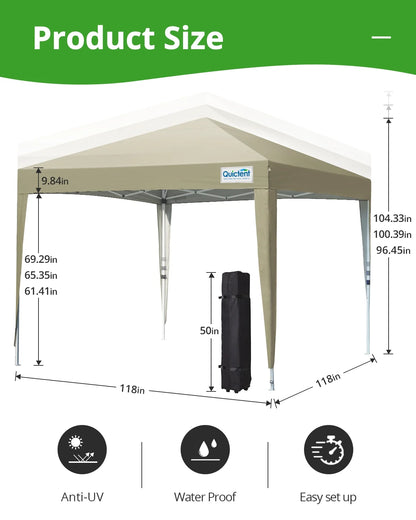 Quictent 10'x10' Pop up Canopy Tent with Sidewalls Instant Outdoor Gazebo Easy Party Tent Enclosed Waterproof, Easy Set up (Pink)