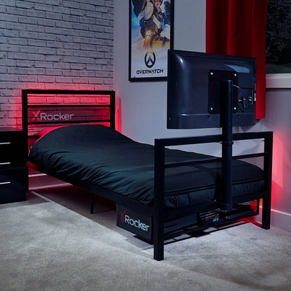 X Rocker Basecamp Gaming Bed Frame with Storage, Black, Twin, Childre, Teen, 42.8" H