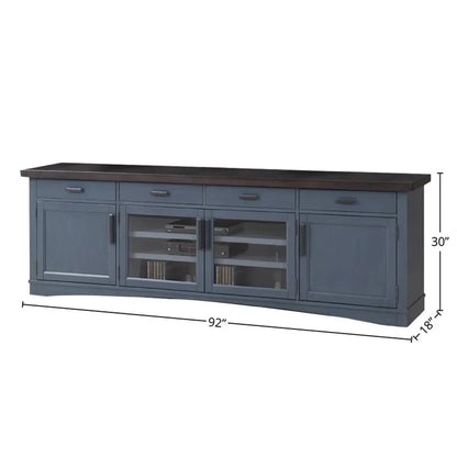 Bowery Hill Americana Wood Modern - Cotton 92" TV Console in White