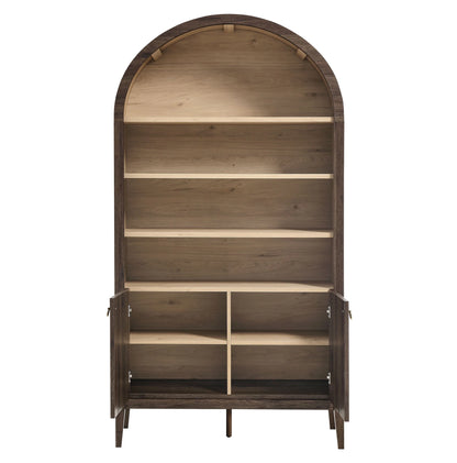 Modway Nolan 74" Tall Arched Storage Display Cabinet Bookshelf in Black