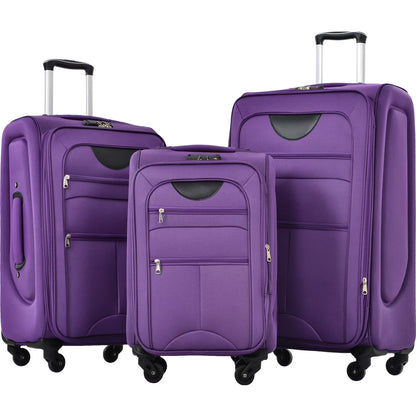 Expandable Softside Luggage Sets 3 Piece,Upright Spinner Suitcases with Wheels,Lightweight Carry on Luggage Travel Set,Green