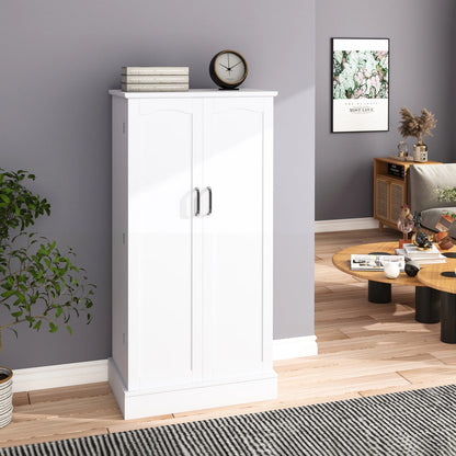 47 Kitchen Pantry Cabinet, White Buffet Cupboards Sideboard with Doors & Adjustable Shelves, Kitchen