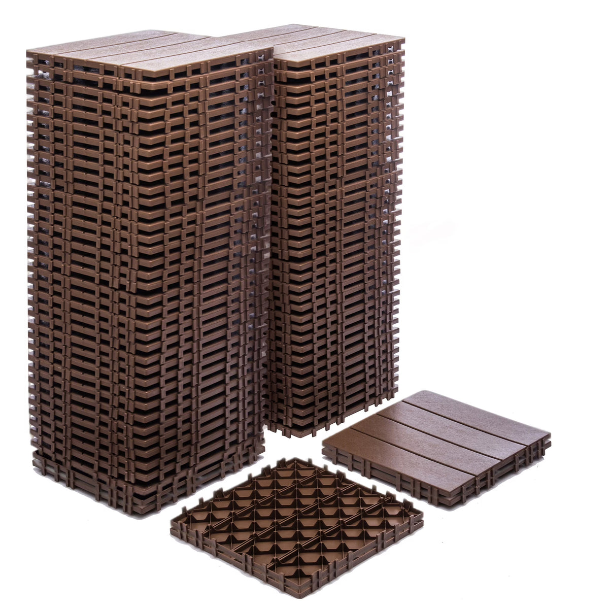 76-Pack 11.42"x11.42" Plastic Interlocking Deck Tiles - 68.80 Sq.Ft Outdoor Plastic Flooring Super Durable & Waterproof All-Weather Indoor/Outdoor Use Eco-Friendly Non-Toxic Material