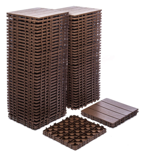 76-Pack 11.42"x11.42" Plastic Interlocking Deck Tiles - 68.80 Sq.Ft Outdoor Plastic Flooring Super Durable & Waterproof All-Weather Indoor/Outdoor Use Eco-Friendly Non-Toxic Material