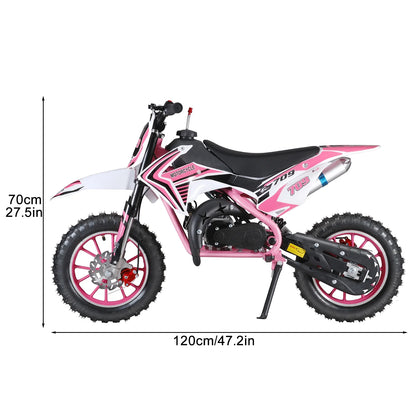 SUSUchens Off Road Mini Motorcycle Kids Dirt Bike Gas Power Motocross Children Pocket Motorbike,49cc 2-Stroke (Pink)