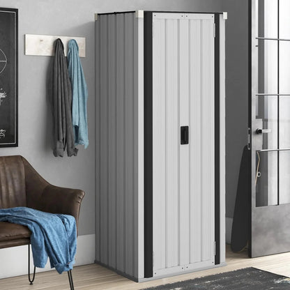AECOJOY Outdoor Storage Cabinet Waterproof with Adjustable Shelves, Lockable Metal Outdoor Garden Storage Sheds Organizer in Brown, Versatile for Garage, Backyard, or Indoor Use