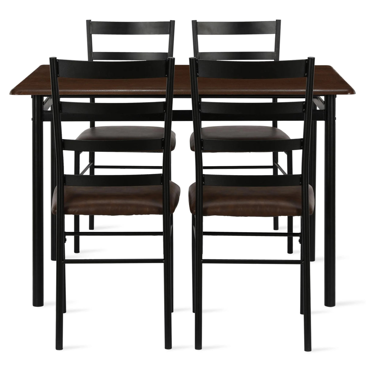 Mainstays 5-Piece Wood & Metal Dining Room Set, Seats 4, Canyon Walnut & Black