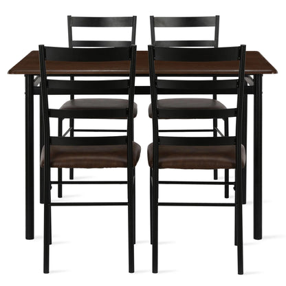 Mainstays 5-Piece Wood & Metal Dining Room Set, Seats 4, Canyon Walnut & Black
