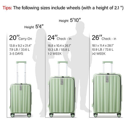 Hanke 20"Carry On Luggage with Wheels, Ivory White