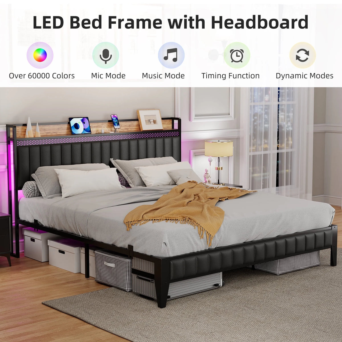 WhizMax Under Bed Storage Platform Bed Frame, Queen