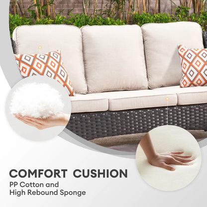 Vcatnet 8 Pieces Outdoor Patio Furniture Sectional Sofa All-weather Conversation Set with Swivel Rocking Chairs and Fire Pit Table for Garden,Poolside,Gray