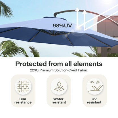 LAUSAINT HOME 11FT Patio Umbrella with Base, Outdoor Deluxe Curvy Cantilever Umbrella for Patio Pool Deck, Champagne