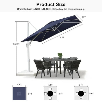 PURPLE LEAF 9 �� 11.5 FT Patio Umbrella White Cantilever Offset Umbrella Rectangle Outdoor Umbrella with 360�� Rotation for Garden Deck Pool, Beige