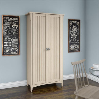 Bowery Hill Farmhouse Engineered Wood Tall Storage Cabinet with Doors in Black