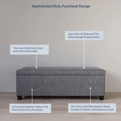 BELLEZE Storage Ottoman Bench Footstool - Amherst (Beige)