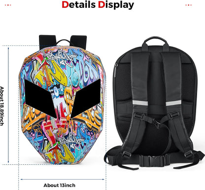 Gelrova Knight LED Bike Backpack, Black Hard Shell Motorcycle Helmet, Small Size 17in