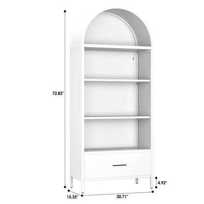 SUPEER Metal Arched Storage Display Cabinet with Glass Doors and Adjustable Shelves, Lockable Cabinet, Assembly Required, Black