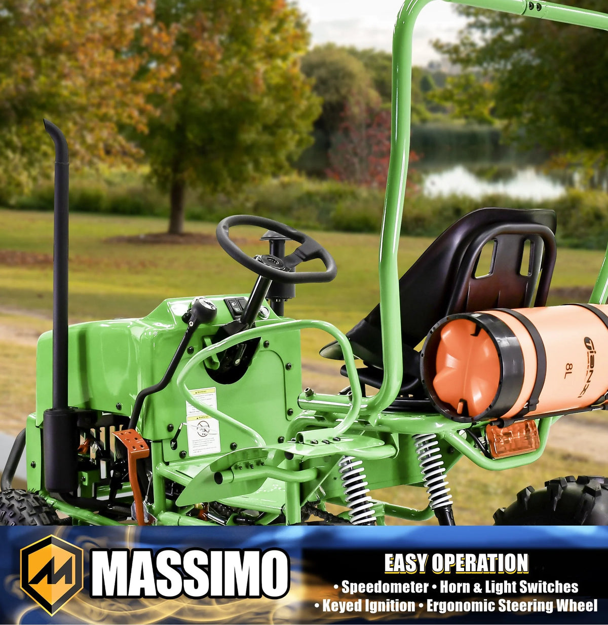 Massimo Mini Tractor 110cc 2WD Gas Go Kart �C Kids & Youth Ride-On Utility Vehicle �C Green