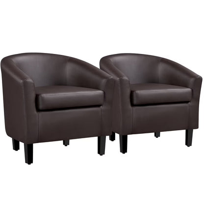 Yaheetech Faux Leather Accent Arm Chair For Living Room, Black