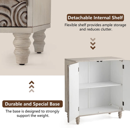 COSIEST Vintage Sideboard Cabinet, Farmhouse Buffet with Adjustable Shelf for Kitchen, Dining Room, Living Room