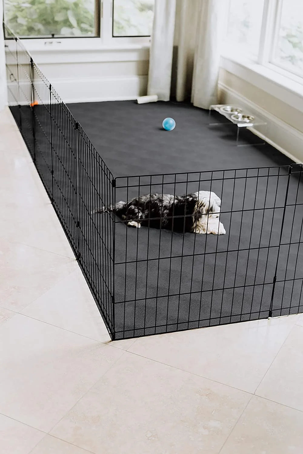 G-Floor 7.5' x 17' Vinyl Levant Pet Friendly Carpet Protector for Dogs & Cats - Midnight Black