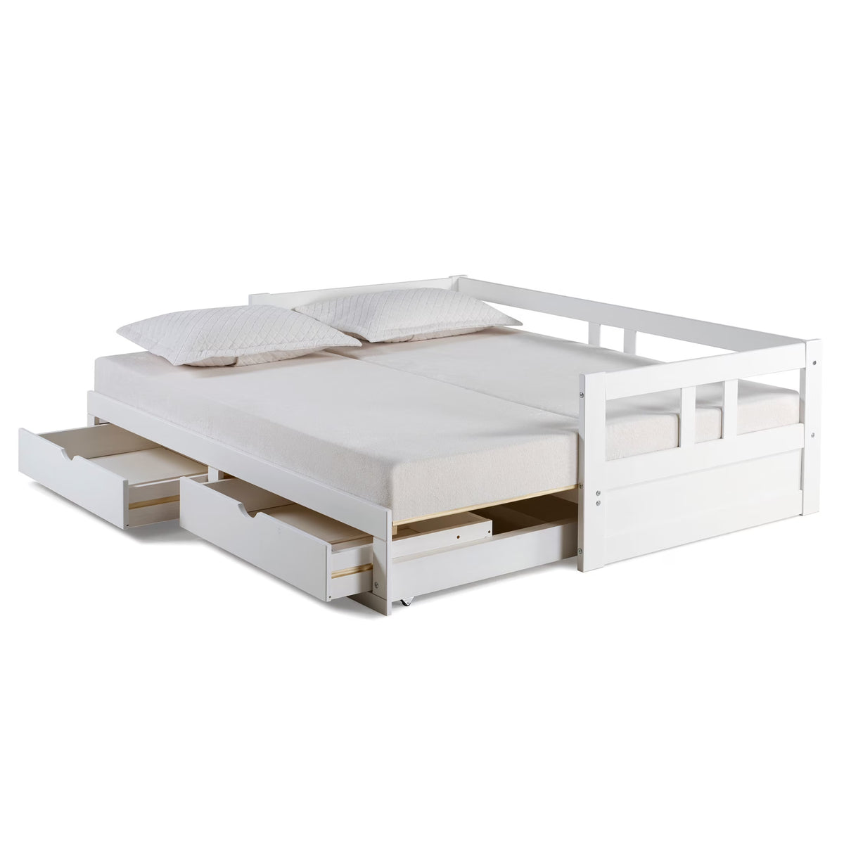 Melody Twin to King Extendable Day Bed with Storage White