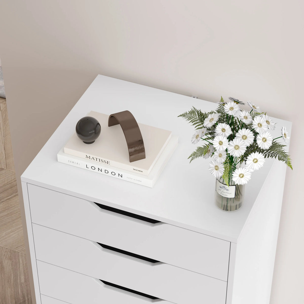 Homfa Vertical 8 Drawer Dresser, 44.5����H Modern Drawers Dresser for Bedroom Living Room, White