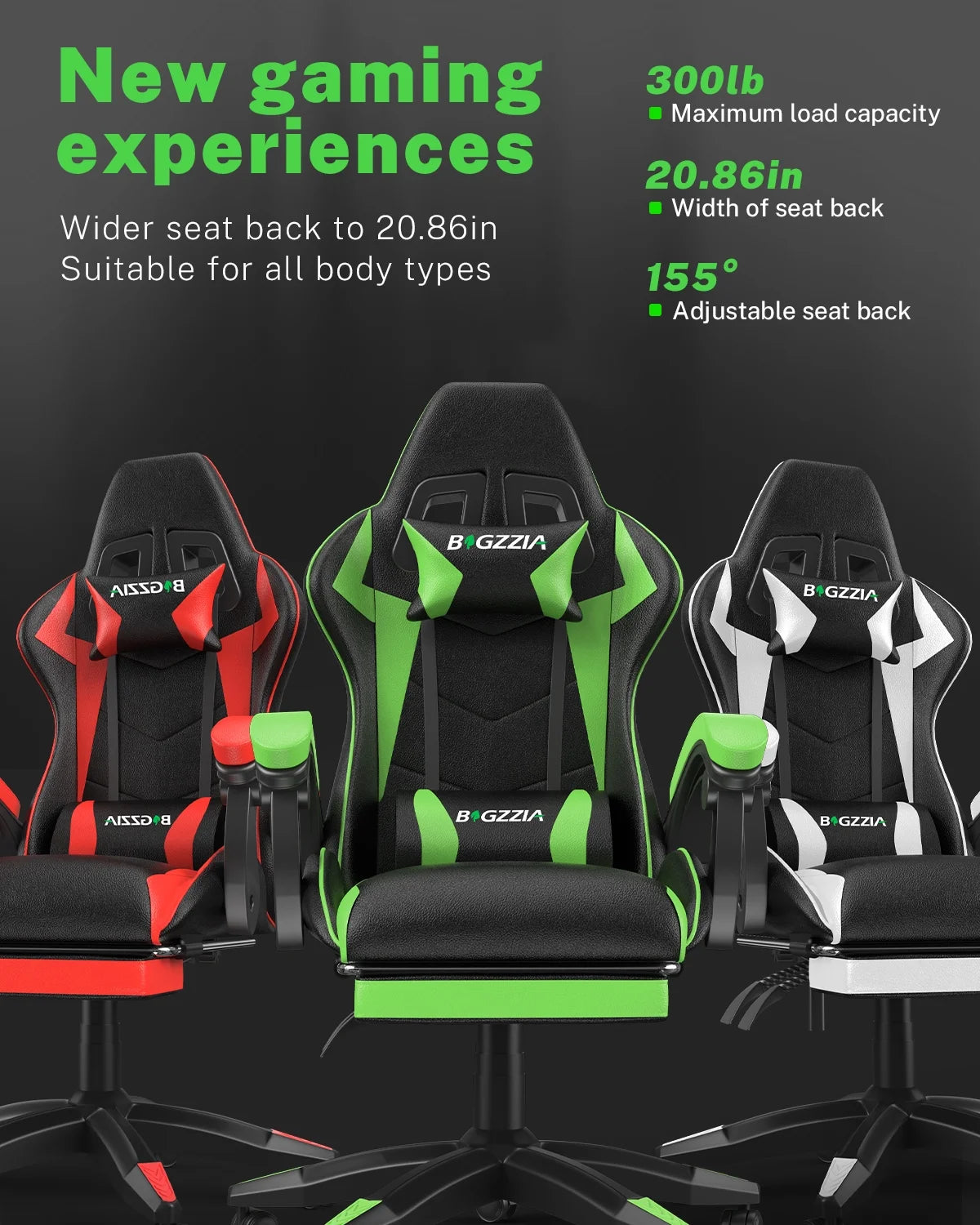 Bigzzia Gaming Chair with Footrest, Gaming Chair for Adult with Headrest and Lumbar Support,Red