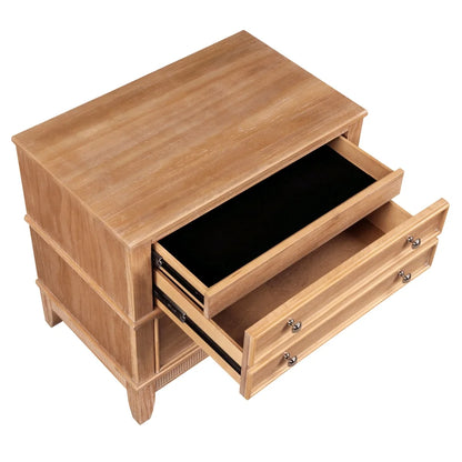 Tcbosik End Tables Set of 2, Bedside Table with 3 Storage Drawers, Night Stand for Small Space, Bedroom, Living Room, Natural