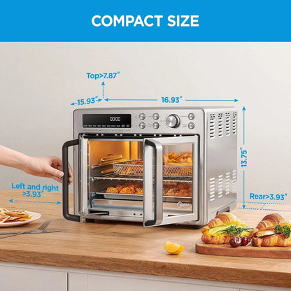 Midea Flexify French Door Air Fryer, Pizza Oven and Toaster Oven, Stainless Steel, New