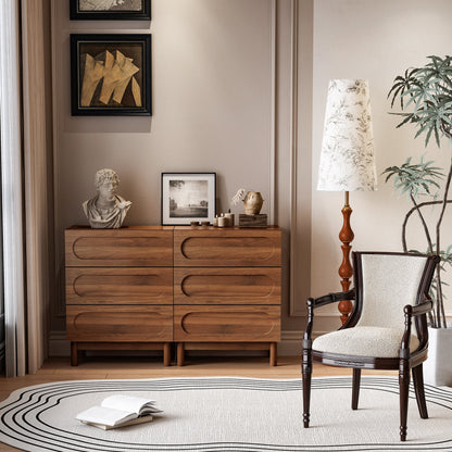 MIYZEAL Modern Wood Chest of 3 Drawers Bedroom Dresser, Wide Storage Cabinet & Contemporary Nightstand for Adults Walnut Finish Bedside Furniture